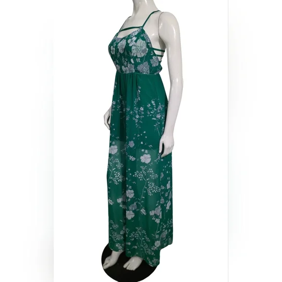 Free People Emerald Green Floral Jumpsuit Size 8 - Picture 5 of 13